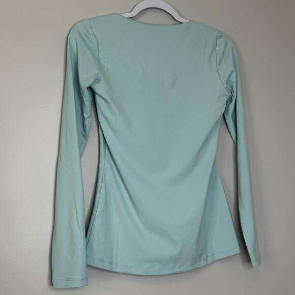 Susana Monaco Breathe Blue V-Neck Long Sleeve Top Pullover NWT Size Small - Picture 5 of 9